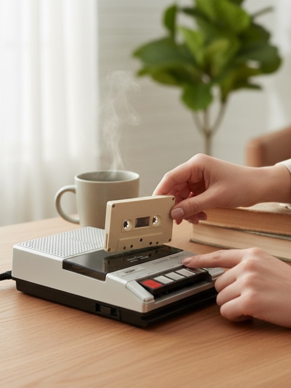 Silver Portable Cassette Playback and Recorder - Auto Stop GUC